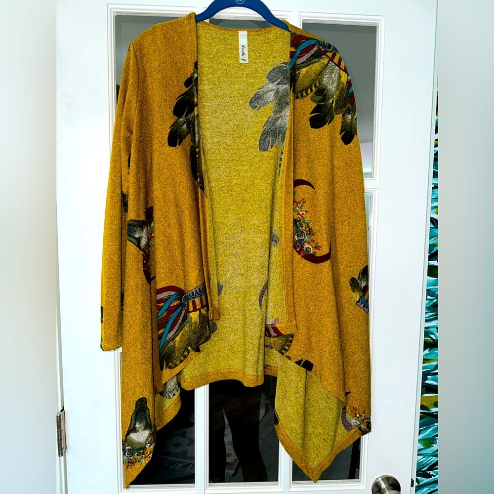 Lovely J Mustard Western Cardigan - Size Small